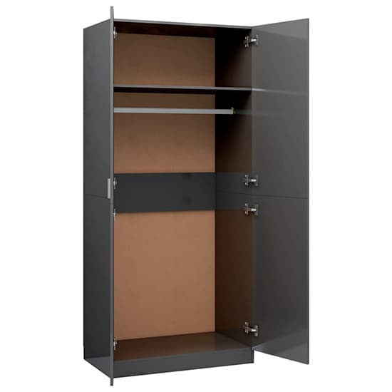Kaylor High Gloss Wardrobe With 2 Doors In Grey