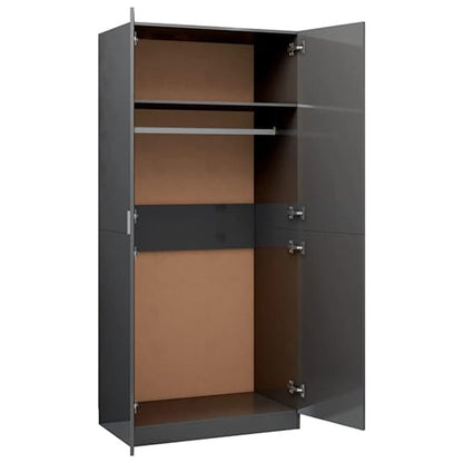 Kaylor High Gloss Wardrobe With 2 Doors In Grey