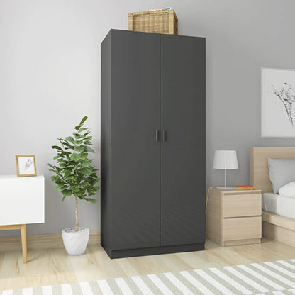 Kaylor High Gloss Wardrobe With 2 Doors In Grey