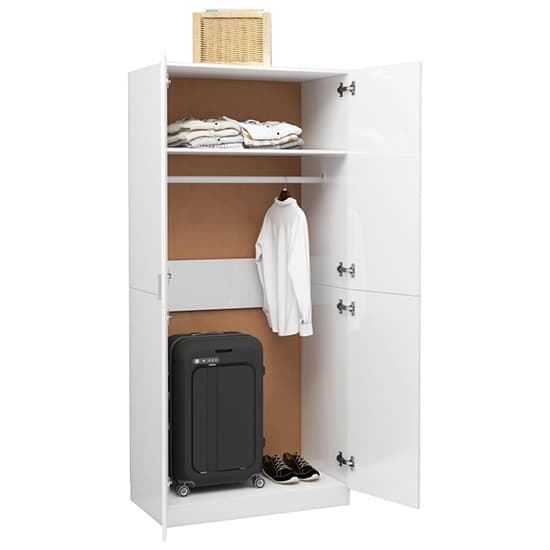 Kaylor High Gloss Wardrobe With 2 Doors In White