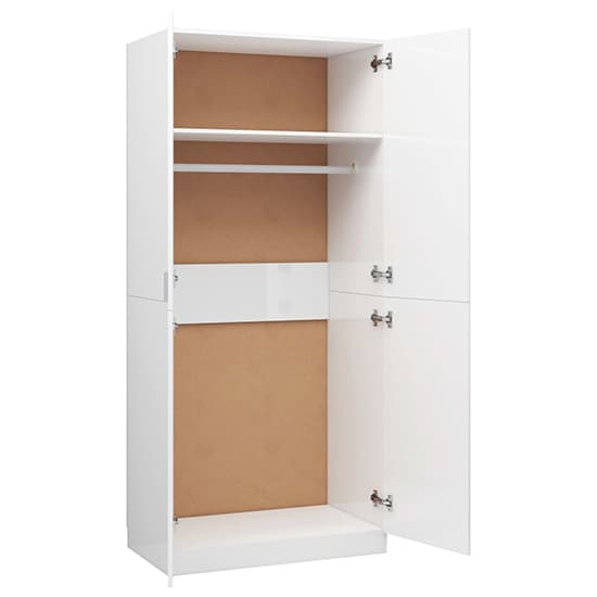 Kaylor High Gloss Wardrobe With 2 Doors In White