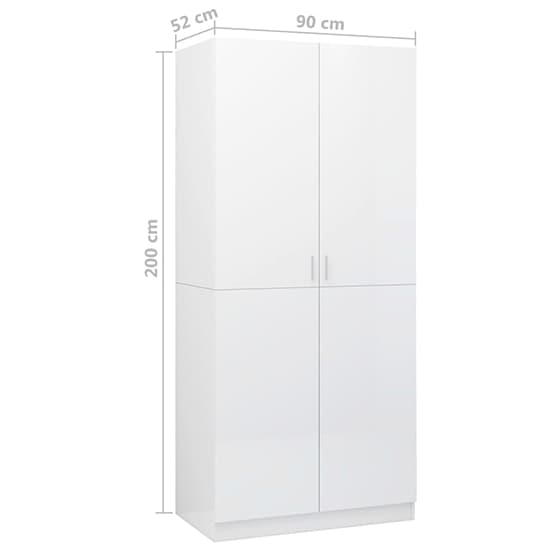 Kaylor High Gloss Wardrobe With 2 Doors In White