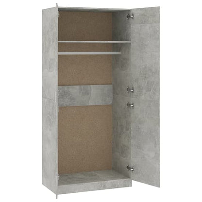 Kaylor Wooden Wardrobe With 2 Doors In Concrete Effect