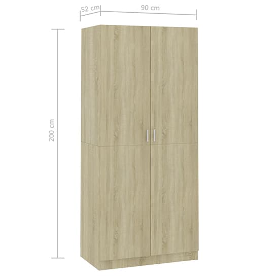 Kaylor Wooden Wardrobe With 2 Doors In Sonoma Oak