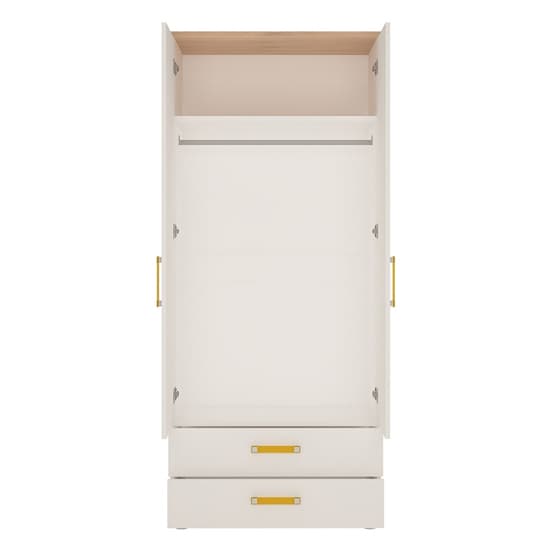 Kepo Wooden Wardrobe In White High Gloss And Oak