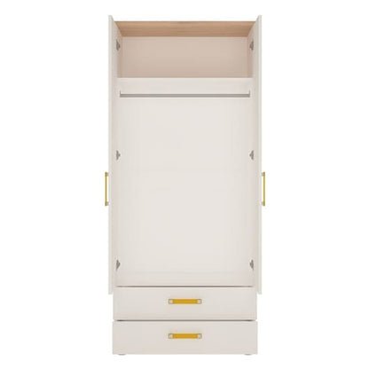 Kepo Wooden Wardrobe In White High Gloss And Oak