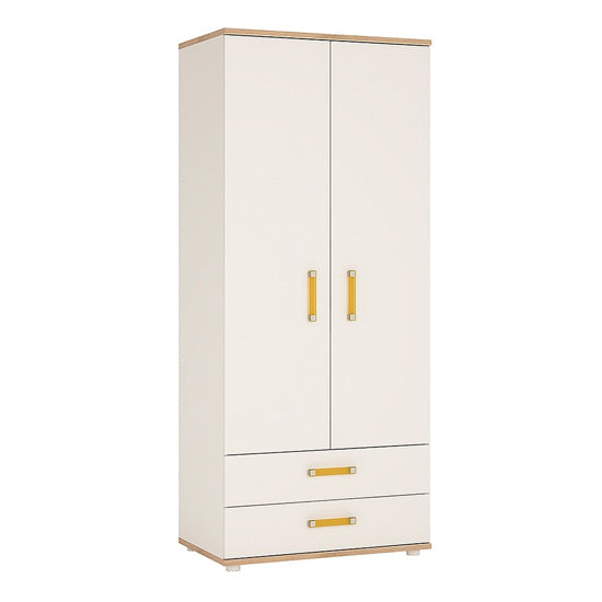Kepo Wooden Wardrobe In White High Gloss And Oak