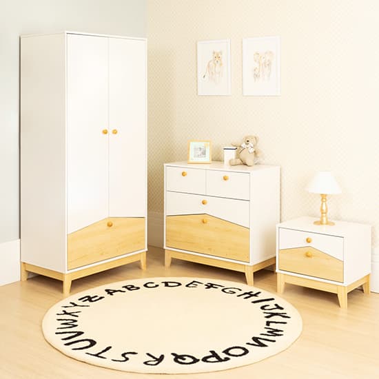 Kiro Wardrobe With 2 Doors 1 Drawer In White And Pine Effect