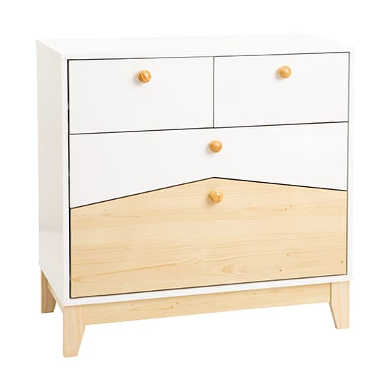 Kiro Wooden Bedroom Furniture Set In White And Pine Effect With Wardrobe