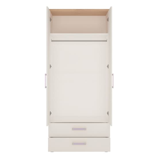 Kroft Wooden Wardrobe In White High Gloss And Oak