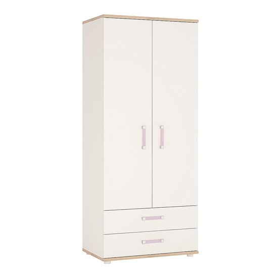 Kroft Wooden Wardrobe In White High Gloss And Oak