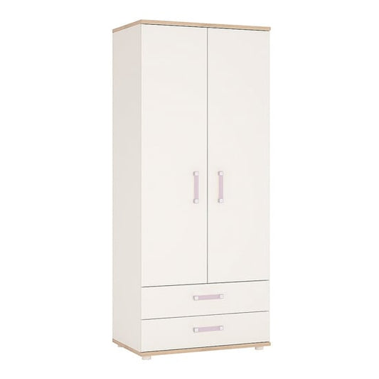 Kroft Wooden Wardrobe In White High Gloss And Oak