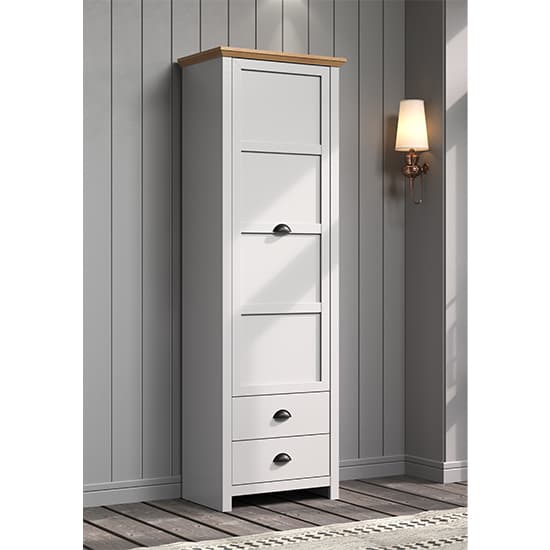 Lajos Wooden Hallway Wardrobe In Light Grey And Artisan Oak