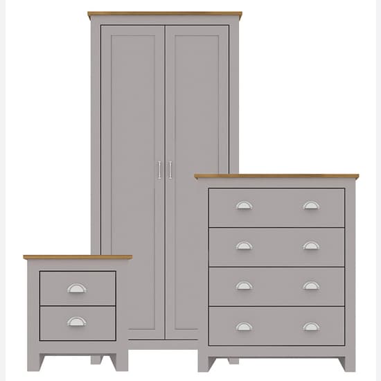 Lances Wooden Bedroom Wardrobe Furniture Set In Grey And Oak