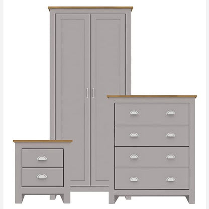 Lances Wooden Bedroom Wardrobe Furniture Set In Grey And Oak