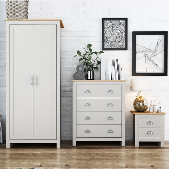 Lances Wooden Bedroom Wardrobe Furniture Set In Grey And Oak