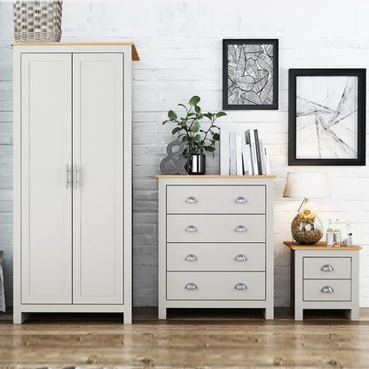 Lances Wooden Bedroom Wardrobe Furniture Set In Grey And Oak