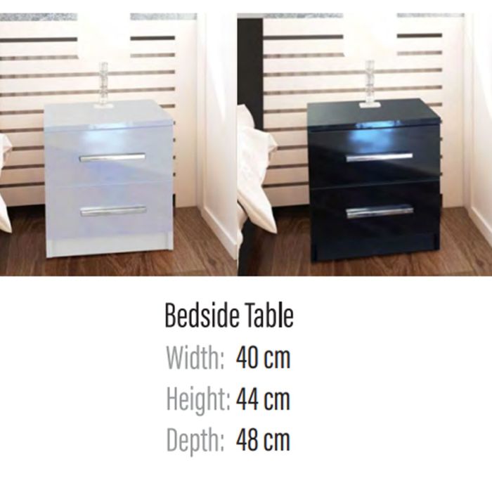 Warrington Sliding Bedroom Set with 208cm Wardrobe, Bedside and Chest - Black, Grey, White