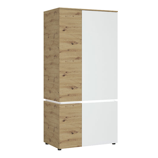 Levy LED Wooden 4 Doors Wardrobe In Oak And White
