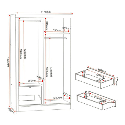 Laggan Wooden Sliding Wardrobe In Black Wood Grain With 2 Doors