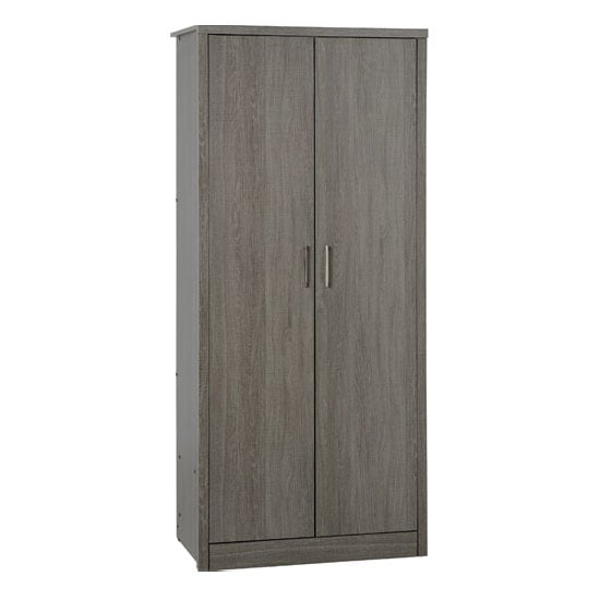 Laggan Wooden Wardrobe In Black Wood Grain With 2 Doors