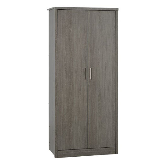 Laggan Wooden Wardrobe In Black Wood Grain With 2 Doors