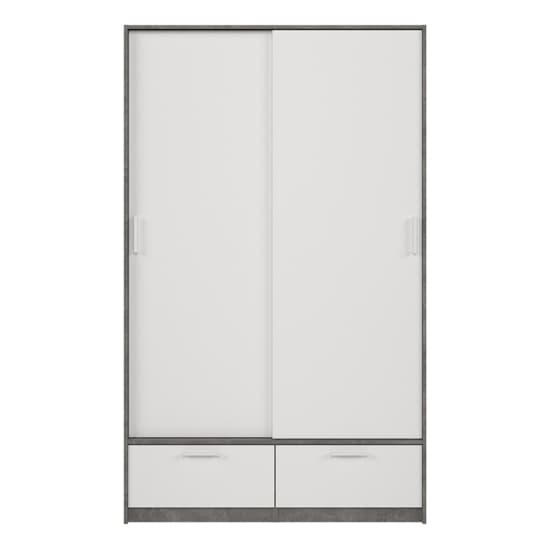 Liston Wooden Wardrobe 2 Doors 2 Drawers In White Concrete
