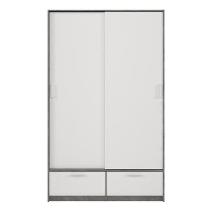 Liston Wooden Wardrobe 2 Doors 2 Drawers In White Concrete