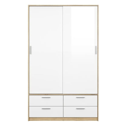 Liston Wooden Sliding 2 Doors Wardrobe In Oak And White High Gloss