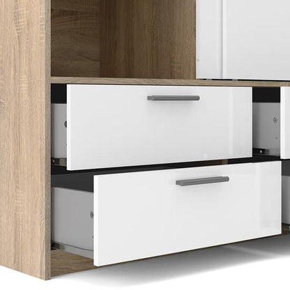 Liston Wooden Sliding 2 Doors Wardrobe In Oak And White High Gloss