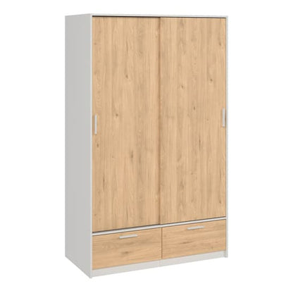 Liston Wooden Wardrobe 2 Doors 2 Drawers In White And Oak