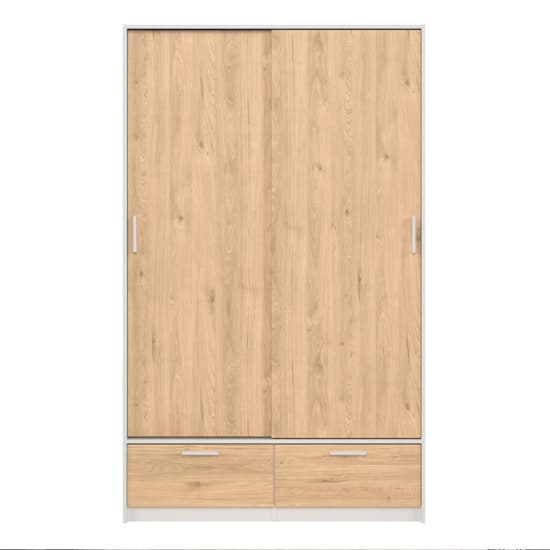 Liston Wooden Wardrobe 2 Doors 2 Drawers In White And Oak