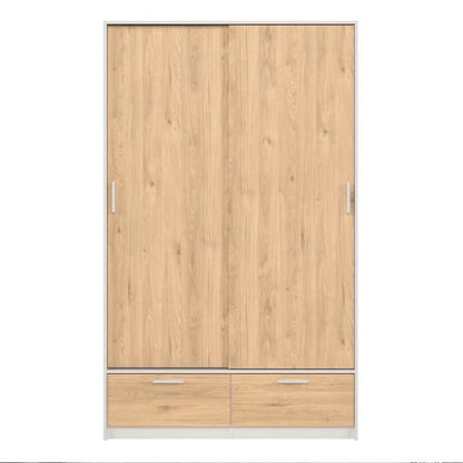 Liston Wooden Wardrobe 2 Doors 2 Drawers In White And Oak