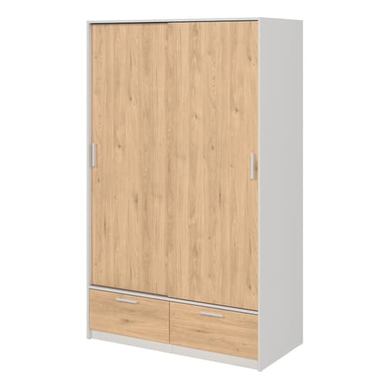Liston Wooden Wardrobe 2 Doors 2 Drawers In White And Oak