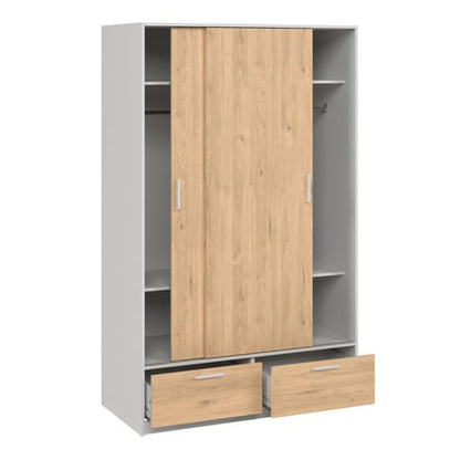 Liston Wooden Wardrobe 2 Doors 2 Drawers In White And Oak