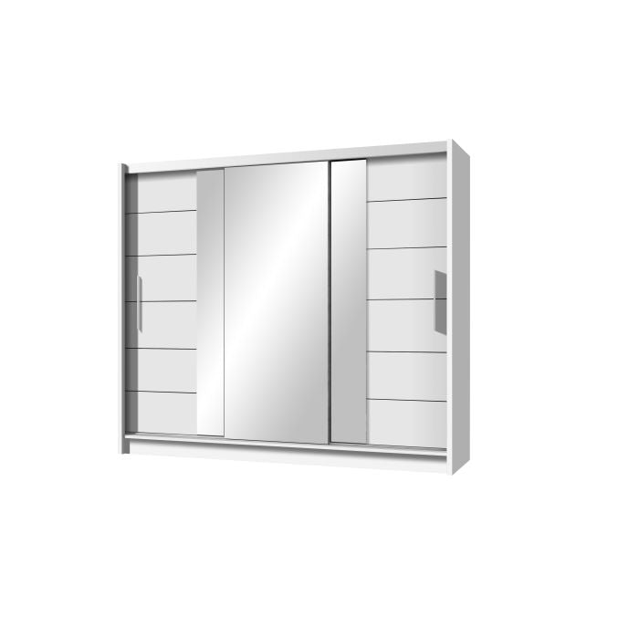 Louane 3 Door Sliding 250cm Wardrobe with Mirror - White