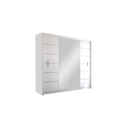 Luzern Sliding 2 Door 203cm Mirror Wardrobe - White