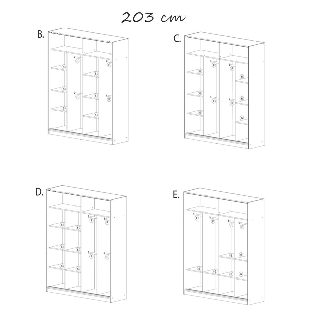 FURCO Luciana Black High Gloss Sliding 2 Door Wardrobe - Contemporary in All Sizes