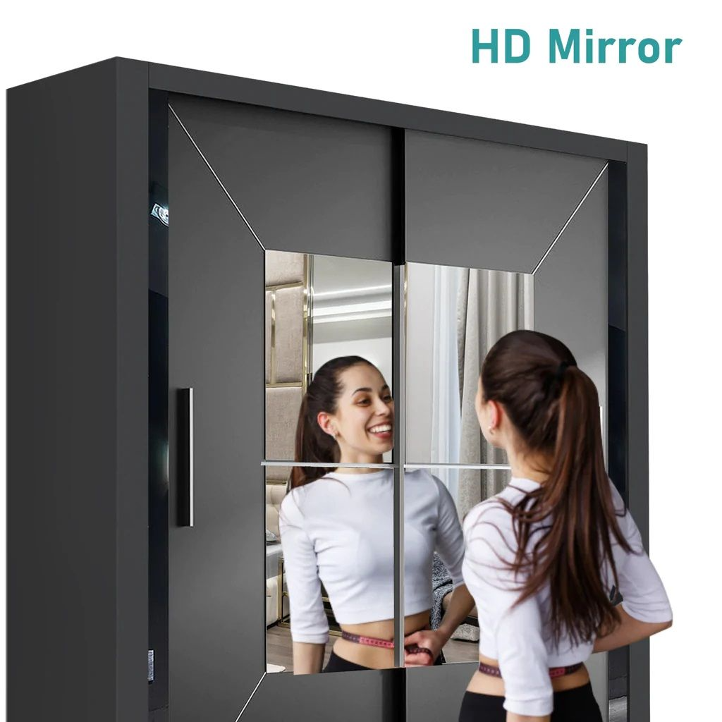 FURCO | Massapequa 2 Door Sliding Wardrobe | Classic Black | Modern & Space-Efficient Design