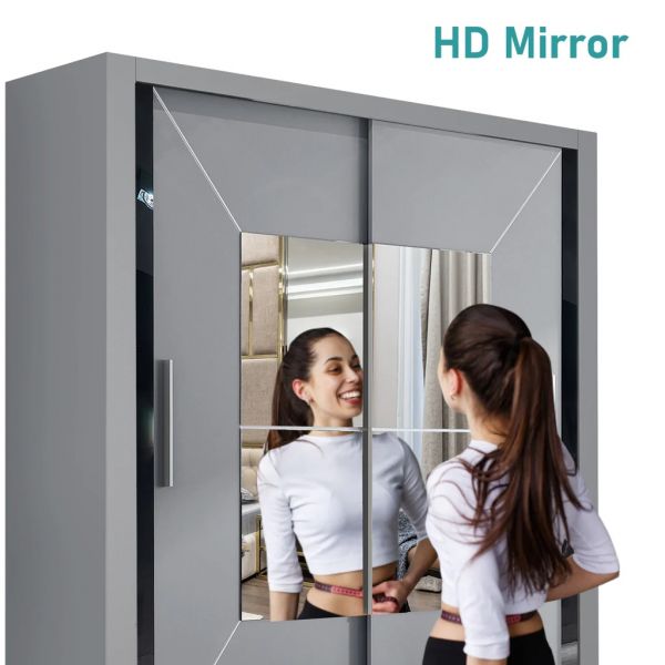 FURCO | Massapequa 2 Door Sliding Wardrobe | Elegant Grey | Versatile & Contemporary Style