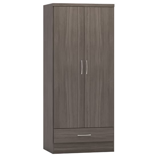 Mack Bedroom Set With 2 Doors Wardrobe In Black Wood Grain