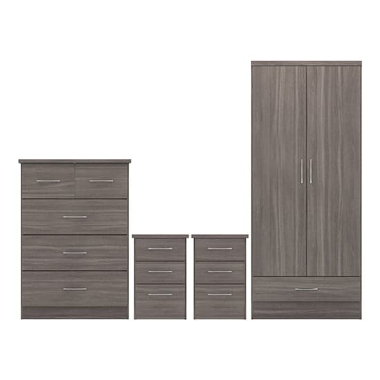 Mack Bedroom Set With 2 Doors Wardrobe In Black Wood Grain
