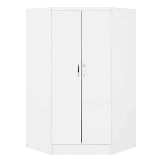 Mack Corner High Gloss Wardrobe With 2 Doors In White