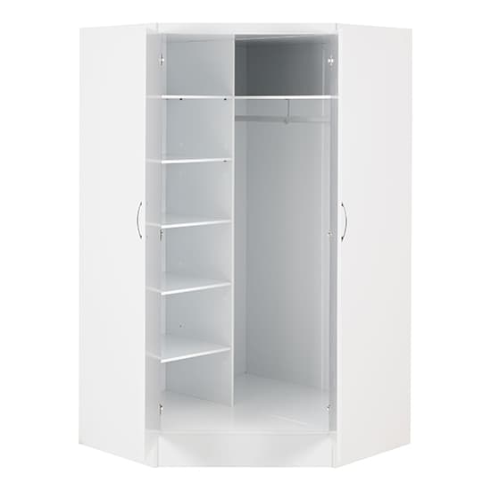 Mack Corner High Gloss Wardrobe With 2 Doors In White