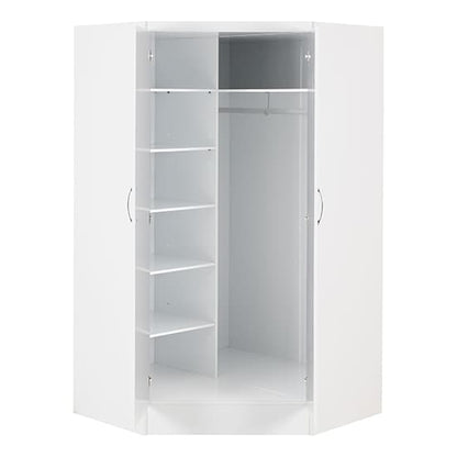 Mack Corner High Gloss Wardrobe With 2 Doors In White