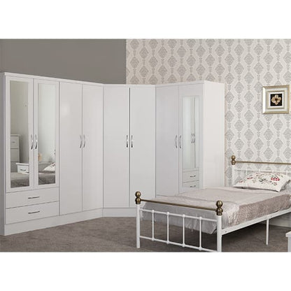 Mack Corner High Gloss Wardrobe With 2 Doors In White