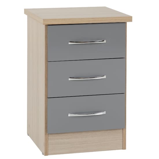 Mack Gloss Bedroom Set With 2 Doors Wardrobe In Grey Light Oak