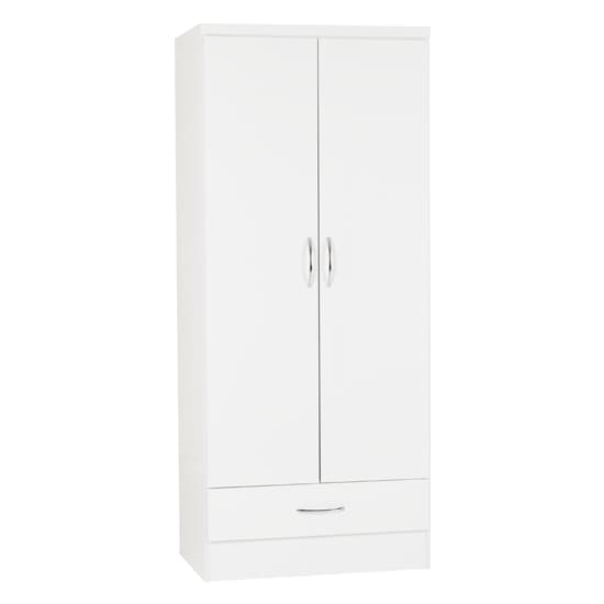 Mack Gloss Bedroom Set With 2 Doors Wardrobe In White