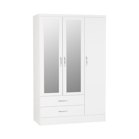 Mack Gloss Bedroom Set With 3 Door Wardrobe In White