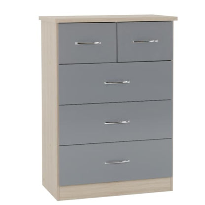 Mack Gloss Bedroom Set With 3 Doors Wardrobe In Grey Light Oak